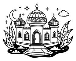 moschea con mano disegnato schizzi illustrazione vettore