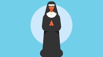 cristiano suora sorella preghiere con un' attraversare nel mano vettore