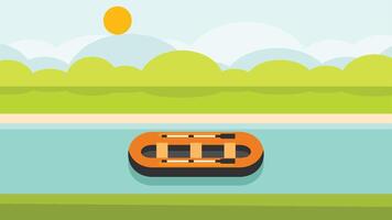 gonfiabile barca nel un' fiume acqua sport illustrazione vettore