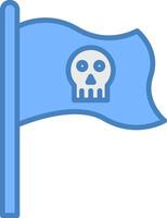 pirata bandiera linea pieno blu icona vettore