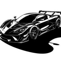 nero e bianca illustrazione di un' hypercar gli sport auto vettore