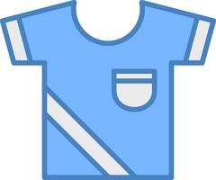 camicia linea pieno blu icona vettore