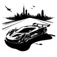 nero e bianca illustrazione di un' hypercar gli sport auto vettore