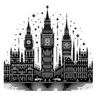 nero e bianca illustrazione di grande Ben Torre nel Londra vettore