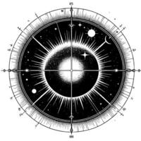 nero e bianca illustrazione di il sole vettore