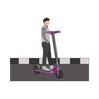 illustrazione di uomo equitazione elettrico scooter vettore