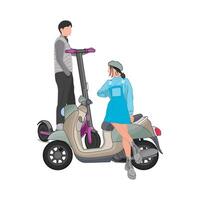 illustrazione di equitazione scooter vettore