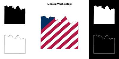 Lincoln contea, Washington schema carta geografica impostato vettore