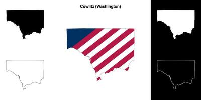 cowlitz contea, Washington schema carta geografica impostato vettore