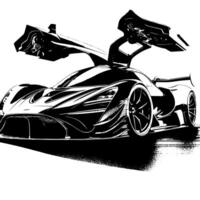 nero e bianca illustrazione di un' hypercar gli sport auto vettore