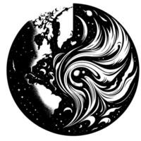 nero e bianca illustrazione di il pianeta terra vettore