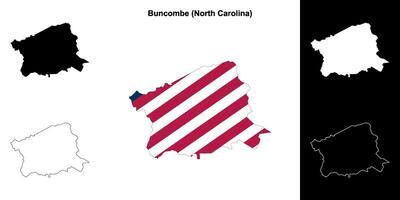 buncombe contea, nord carolina schema carta geografica impostato vettore