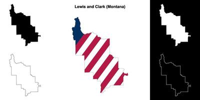lewis e Clark contea, Montana schema carta geografica impostato vettore