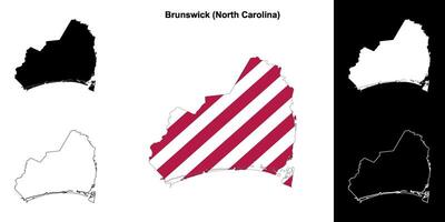 brunswick contea, nord carolina schema carta geografica impostato vettore