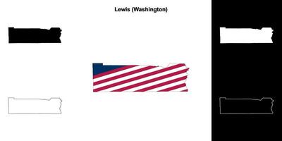 lewis contea, Washington schema carta geografica impostato vettore