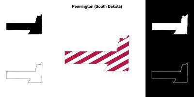 Pennington contea, Sud dakota schema carta geografica impostato vettore