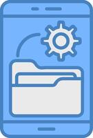 Software sviluppo linea pieno blu icona vettore