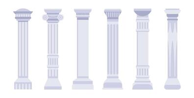 marmo antico colonne e pilastri di romano e greco architettura. classico antico colonnato con lavorato pietra vettore