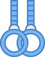 ginnastica anelli linea pieno blu icona vettore