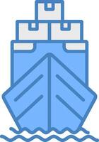 yacht linea pieno blu icona vettore