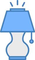 lampada linea pieno blu icona vettore