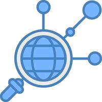 networking linea pieno blu icona vettore