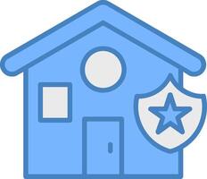 Casa linea pieno blu icona vettore