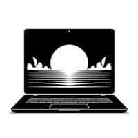 nero e bianca illustrazione di un' il computer portatile vettore