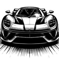 nero e bianca illustrazione di un' hypercar gli sport auto vettore