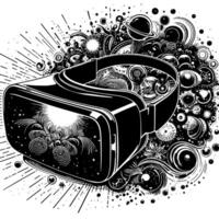 nero e bianca illustrazione di moderno nero vr bicchieri vettore