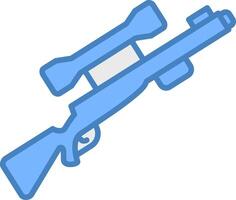 pistola linea pieno blu icona vettore