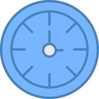 orologio linea pieno blu icona vettore