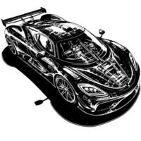 nero e bianca illustrazione di un' hypercar gli sport auto vettore