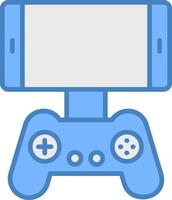 mobile gioco linea pieno blu icona vettore