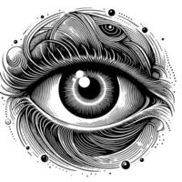 nero e bianca illustrazione di il umano occhio iris vettore