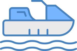 Moto d'acqua linea pieno blu icona vettore