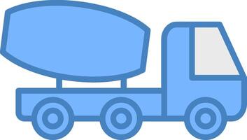 cemento camion linea pieno blu icona vettore