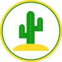 cactus piatto cerchio icona vettore