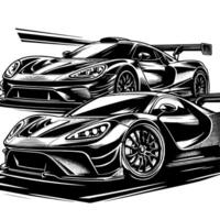 nero e bianca illustrazione di un' hypercar gli sport auto vettore