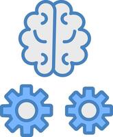 cervello formazione linea pieno blu icona vettore