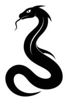 nero silhouette serpente. isolato simbolo o icona serpente su bianca sfondo. astratto cartello serpente vettore