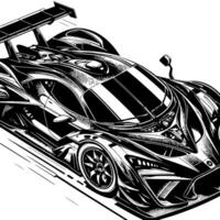 nero e bianca illustrazione di un' hypercar gli sport auto vettore