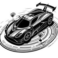 nero e bianca illustrazione di un' hypercar gli sport auto vettore