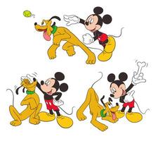 disney animato personaggi impostato Topolino topo e Plutone cartone animato vettore