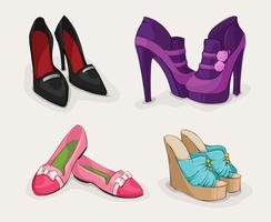 Collezione di moda di scarpe da donna vettore