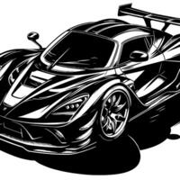 nero e bianca illustrazione di un' hypercar gli sport auto vettore