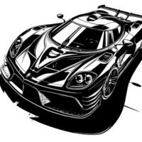 nero e bianca illustrazione di un' hypercar gli sport auto vettore