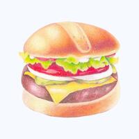 carino acquerello Hamburger clipart - Scarica delizioso hamburger arte vettore