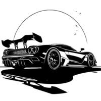 nero e bianca illustrazione di un' hypercar gli sport auto vettore