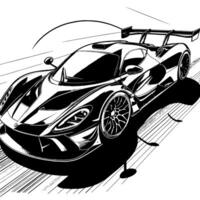 nero e bianca illustrazione di un' hypercar gli sport auto vettore